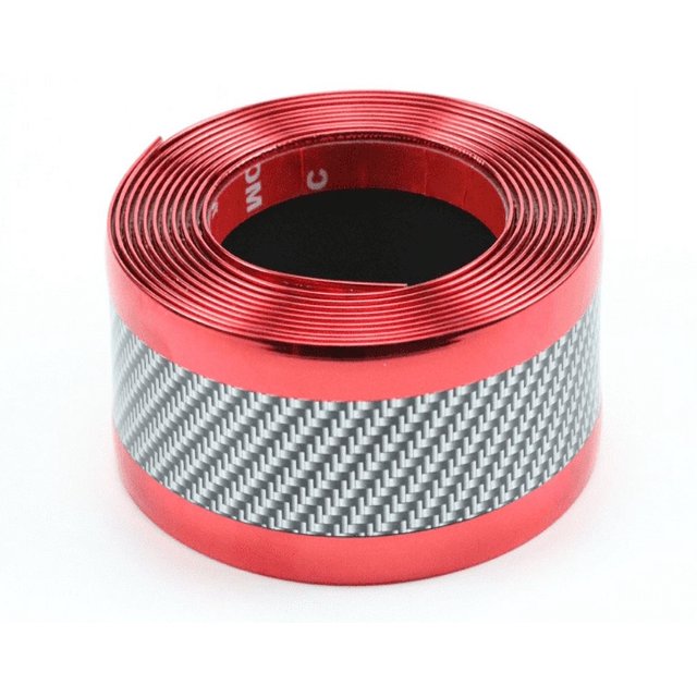 Pegatina protectora para umbral de puerta de coche, color rojo, fibra de carbono, 5 cm