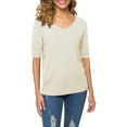 thumbnail image 2 of Bovemsi Women's Short Sleeves Sweaters V Neck Soft Pullover Top, White Women's Summer Short Sleeve T-Shirts, XXL, 2 of 9