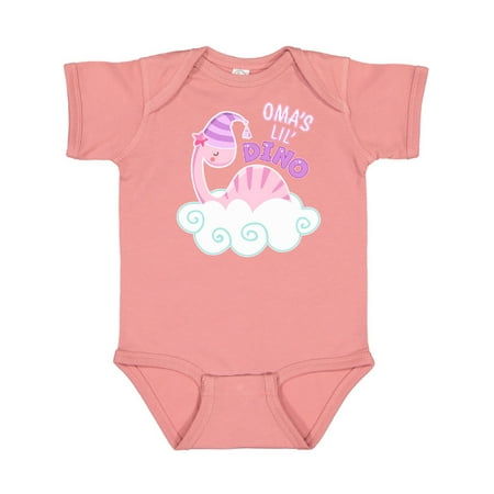 

Inktastic Oma s Lil Dino with Cute Pink Baby Dinosaur Gift Baby Boy or Baby Girl Bodysuit