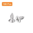 thumbnail image 3 of Uxcell #8x3/8" Wood Screws, 100 Pack Flat Head Phillips Self Tapping Screws 304 Stainless Steel Metal Screws, 3 of 5