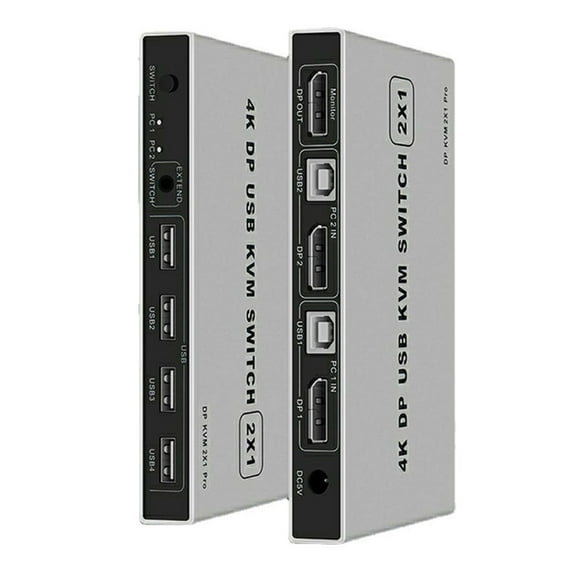 DP USB KVM Switch 2 Port 4K 60Hz USB DP Switch Share Two Computers Keyboard Mouse Printer Monitor for Laptop PC Xbox HDTV.