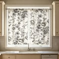 thumbnail image 4 of huayou 2 Pack Printed Kitchen Tier Curtains, 27.56x47.24 Inch Black Sketch Floral Pattern Short Window Curtains, for Indoor Kitchen Farmhouse Home Window Decor, 4 of 7