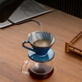 thumbnail image 5 of Ceramic Coffee Dripper , V60 Cone-Shaped Pour-Over Filter, High-Temperature Fired with Blue Glaze,Large, 5 of 8