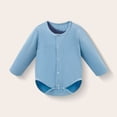 thumbnail image 2 of Quealent Newborn Baby Boy Clothes Cotton Shirt Bodysuit Button Up Long Sleeve Romper Jumpsuit One-Piece Outfit (Light Blue, 18-24 Months), 2 of 6
