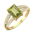 thumbnail image 5 of 7X5MM Emerald Cut Peridot 925 Sterling Silver Gold Vermeil Solitaire Women Valentines Day Gifts Ring, 5 of 7