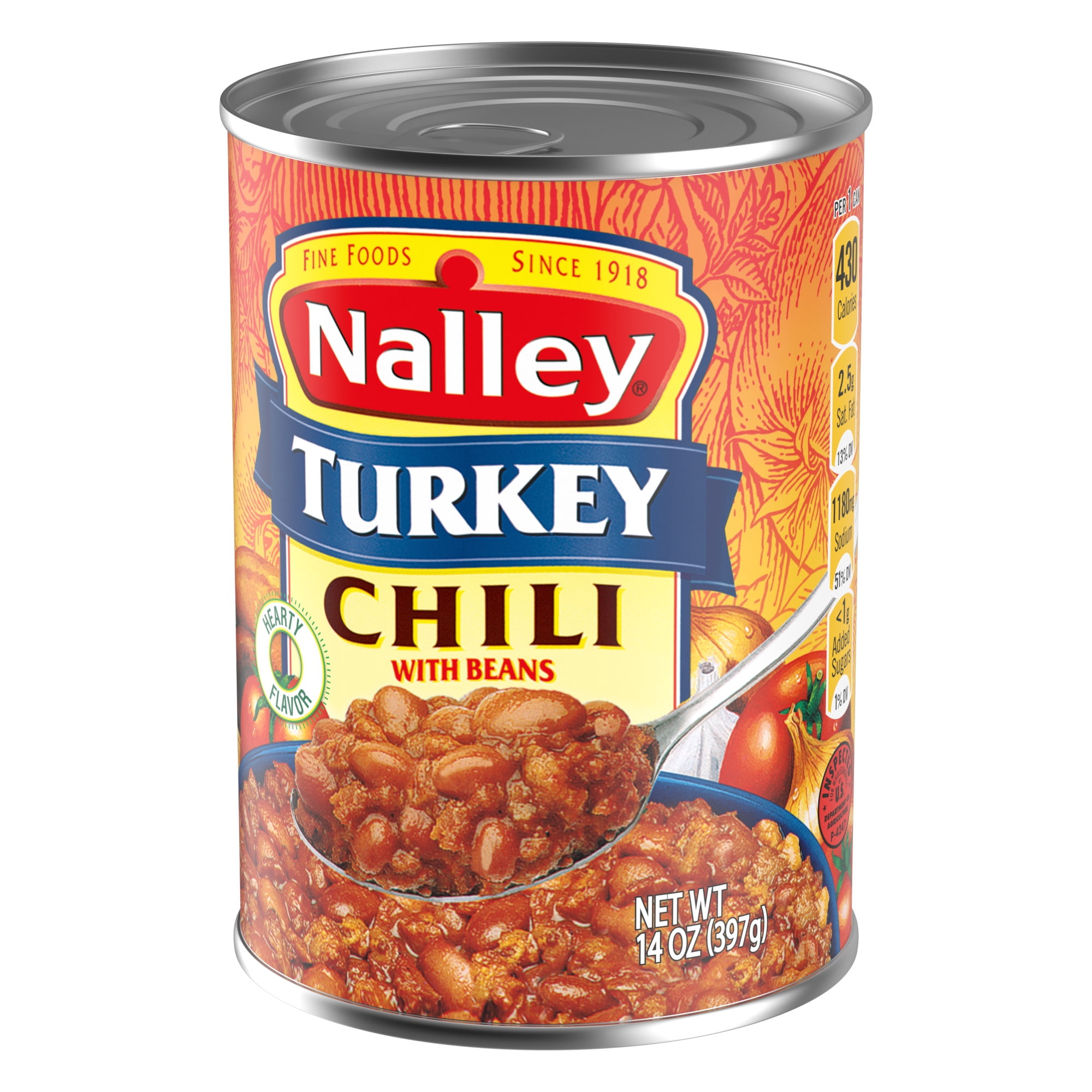 Nalley Turkey Chili With Beans, 19g Protein Per Serving, 14 oz. Can