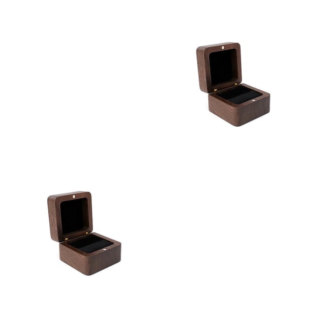 Sonducket Caja de joyería de Matrimonio Anillo de bodas Pendientes Caja de exhibición Bolsillo Hogar Dormitorio Empaquetado Contenedor de Negro Única ubicación 2Conjunto