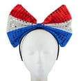 thumbnail image 3 of Lux Accessories Red Blue Silver Glitter American Flag Inspired Big Bow Headband, 3 of 3