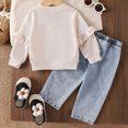 thumbnail image 4 of WXFAZCVU Girl Outfits Flowers Long Sleeve Sweatshirt and Wide Leg Jeans Trendy Clothing Set Size 18-24 Months, 4 of 4