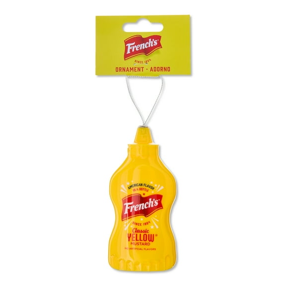 French's Classic Yellow Mustard Decopauge Christmas Ornament, yellow, Plastic, By Ruz