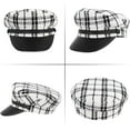 thumbnail image 2 of YooGuoGuo Women Plaid PU Brim Polyester Newsboy Cap Bakerboy Hat Flat Top Captain Sailor Hat, 2 of 9
