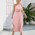 thumbnail image 5 of Drindf Dresses for Women Casual 2 Piece Solid Maxi Dress Summer One Shoulder Crop Top High Waisted Maxi Dress Trendy Split Skirt Set Boho Dress Pink S, 5 of 8