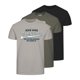 thumbnail image 1 of JACK&JONES Camiseta para Hombre, Pack de 3 - JJETHAN TEE CREW NECK, logo vintage, algodón Negro/Verde/Gris S (Small), 1 of 4