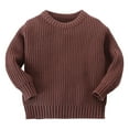 thumbnail image 1 of Gibobby Camisas Suéter sólido de manga larga con cuello redondo para niños pequeños, suéter de punto para bebés, suéter cálido para otoño e invierno, Tops, abrigo, chaqueta（Marrón， 4-5 Años), 1 of 4