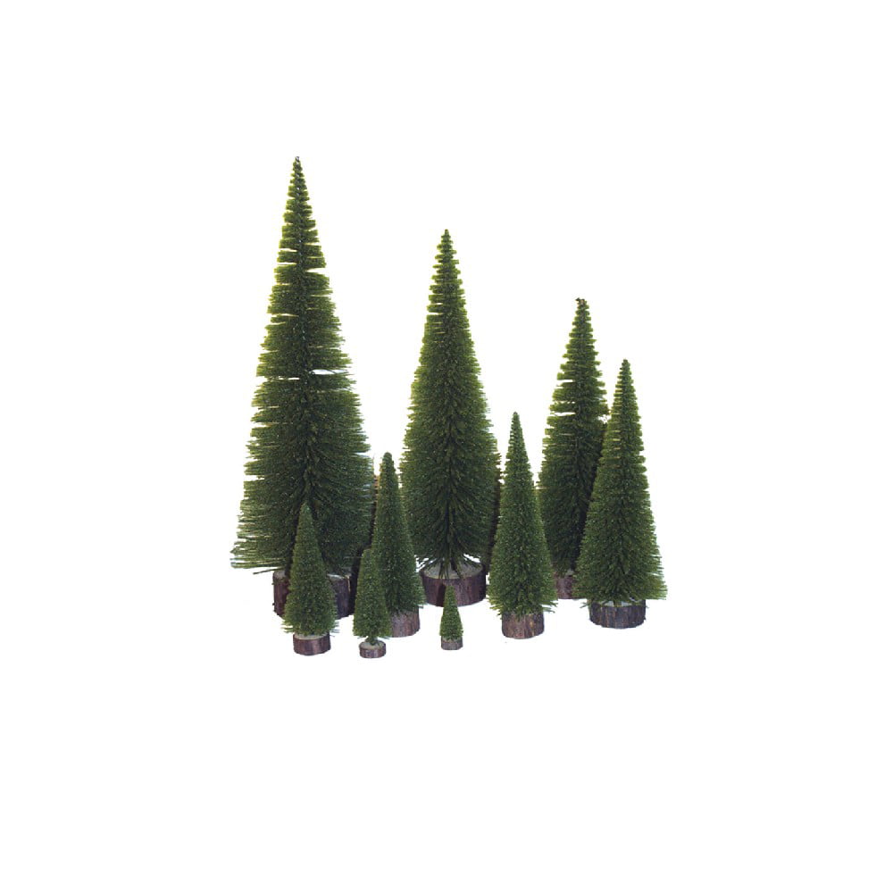 24-Inch Vickerman Mini Pine Tree with Wood Base Green Tabletop Tree