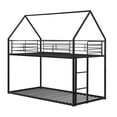 thumbnail image 2 of Costway Twin Over Twin Metal Bunk Bed, House Shaped Floor Bunk Bed Frame with Roof & Ladder Black, 2 of 10