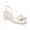 White, variant on XYD Women Cap Round Toe Pearls Slingback Pumps Elastic Strap Mid Block Heel Shoes Elegant Prom Bridal Sandals Size 7 White
