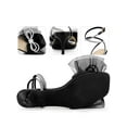 thumbnail image 2 of BLISSFUL STEP Rhines Bow Lace Up Rhiness Strap Kitten Heel Sandals for Women Black 6, 2 of 6