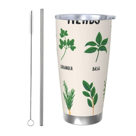 

Junzan Herbs for 20oz Stainless Steel Insulated Car Cup with Spillproof Lid - Insulated Coffee Mug Thermal Cup-Straw Two-piece Set