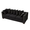thumbnail image 6 of Modern Design Living Room Sofa Square Armrest with Silver Nails Decoration Upholstered Velvet Couch Apricot (Black), 6 of 11