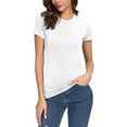 thumbnail image 1 of Urban CoCo Women's Slim Fitted Short Sleeve T-Shirt(White, L), 1 of 6