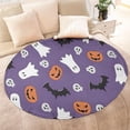 thumbnail image 4 of Purple Halloween Ghosts Skulls and Bats Round Blanket,Comfortable Soft Flannel Throw Blanket,All Season,Warm Lightweight Blankets for Sofa Bed Couch Living Room Chair 60"x60", 4 of 5