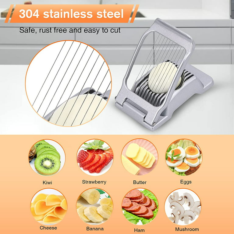 Egg Slicer for Hard Boiled Eggs, LCCOWOT Heavy Duty Strawberry Slicer  Cutter, Stainless Steel Wire Cup Slicer with Aluminium Body, Perfect for  Eggs