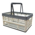 thumbnail image 2 of Ximing Foldable Shopping Basket Portable Grocery Basket Picnic Basket Market Grocery Supplies Reusable Retail Store Use Store Basket Gray White, 2 of 9