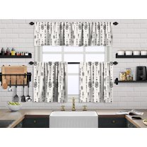3S Brother's Kitchen Valance BOHO Printed Set of 3 Hanging Rod Pocket & Back Tab Window Décor Valances Tiers Café Curtains -Made in Turkey 0032( White 50"x14" Valance - 2 Tiers 24"x24")