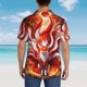 thumbnail image 4 of Balery Red Sun Flame Fox Camisas hawaianas de manga corta para hombre, camisas playeras de corte holgado, camisas de vacaciones con botones,Medium, 4 of 7