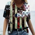 thumbnail image 2 of Xihbxyly Womens Tops Womens Plus Size Tops Summer Short Sleeve T-Shirt Casual Loose V Neck Tee Shirts July 4 Shirts for Women Independence Day Tops # Daily Deal #4, 2 of 5