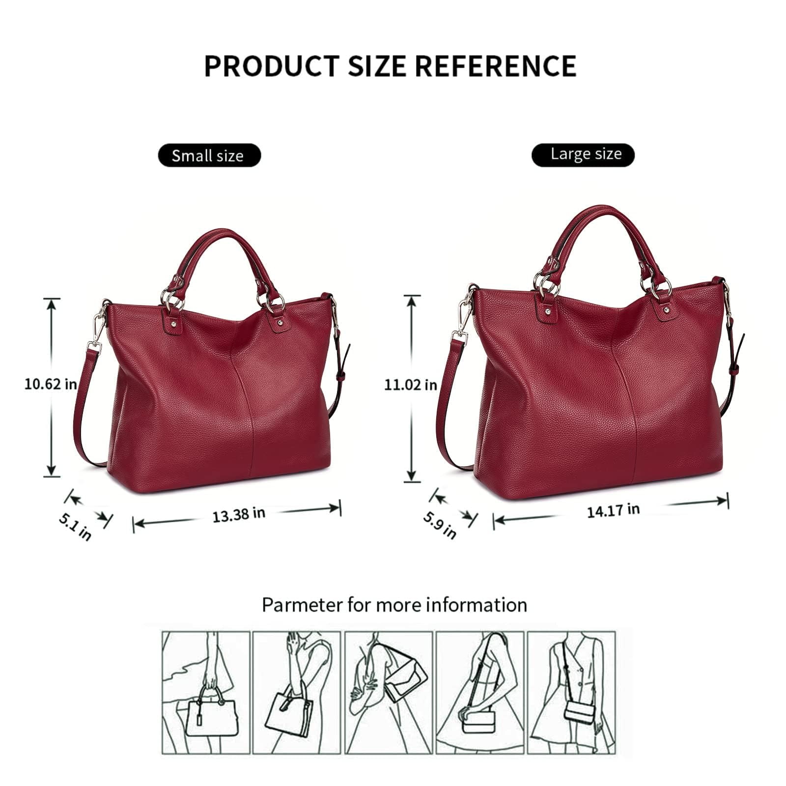 Kattee Women's Soft Leather Tote Bag, Top Satchel Purses and Handbags
