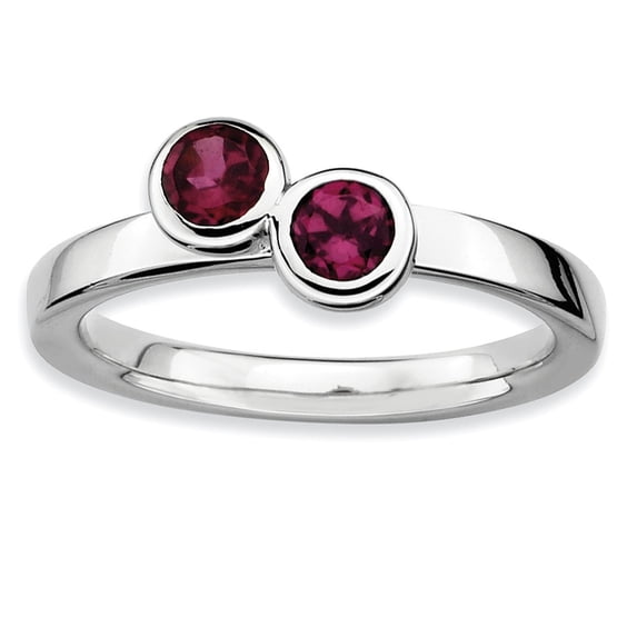Sterling Silver Stackable Expressions Dbl Round Rhodolite Garnet Ring - Size 7