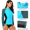 thumbnail image 2 of Charmo Womens Long Sleeve Rash Guard Striped Swim Shirts Sun Protection UPF 50+, 2 of 6
