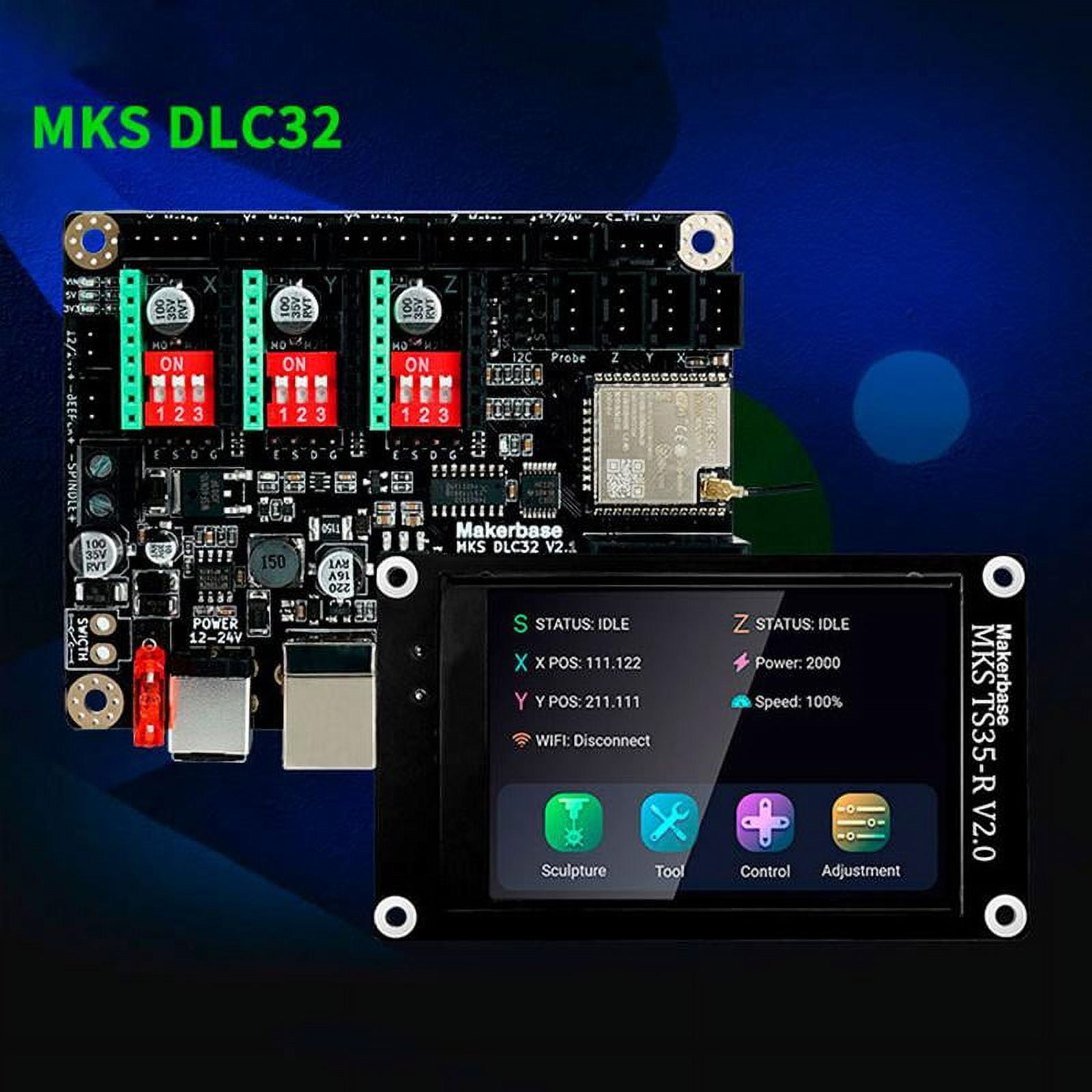 Makerbase MKS DLC32 V2.0 CNC Motherboard GRBL 32bits Offline Controller TS35-R Touchscreen 3D Engraver Machine Upgrade