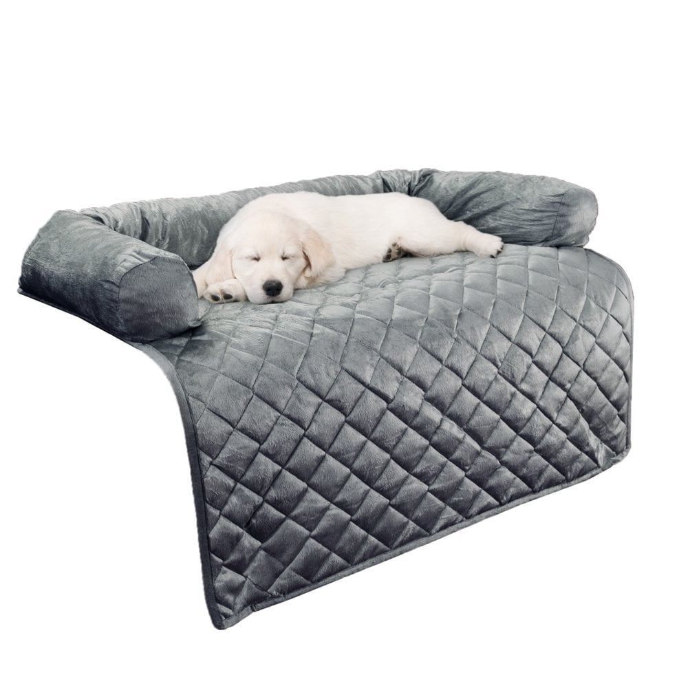 CHOK Couch Cover for Dogs 35x35 Pet Furniture Protector with Memory Foam Neck Bolster Quilted Fabric and Water Resistant Base Layer by Beige Walmart