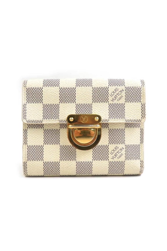 Pre-Owned Louis Vuitton LOUIS VUITTON Bi-fold wallet Damier Azur Portefeuille Koala... (Good)