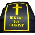 thumbnail image 2 of Buy Caps and Hats Christian Doo-Rag with Sweatband Motorcycle Skull Cap Bikers Do-Bandana (Bikers for Christ Patch Yellow), 2 of 4