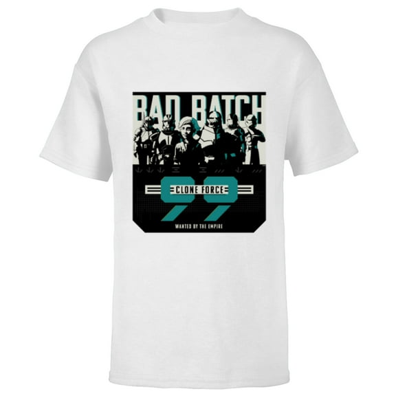 Star Wars The Bad Batch Clone Force 99 Wanted by the Empire - Short Sleeve T-Shirt for Kids - Customized-White