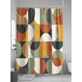 thumbnail image 5 of Mid-Century Modern Shower Curtain, Abstract Geometric Semicircle Green Waterproof Shower Curtain Set with 12 Hooks Lightweight Washable Fabric Shower Curtains for Bathroom 36x72 Inches, 5 of 6