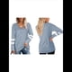 thumbnail image 3 of Tops para Mujer, Camiseta con Cuello en V, Bloque de Color, Larga, Túnica Informal Azul M, 3 of 7