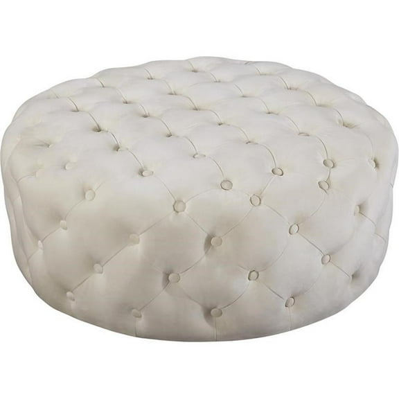 Pemberly Row Modern Button Tufted Cream Velvet Ottoman and Bench