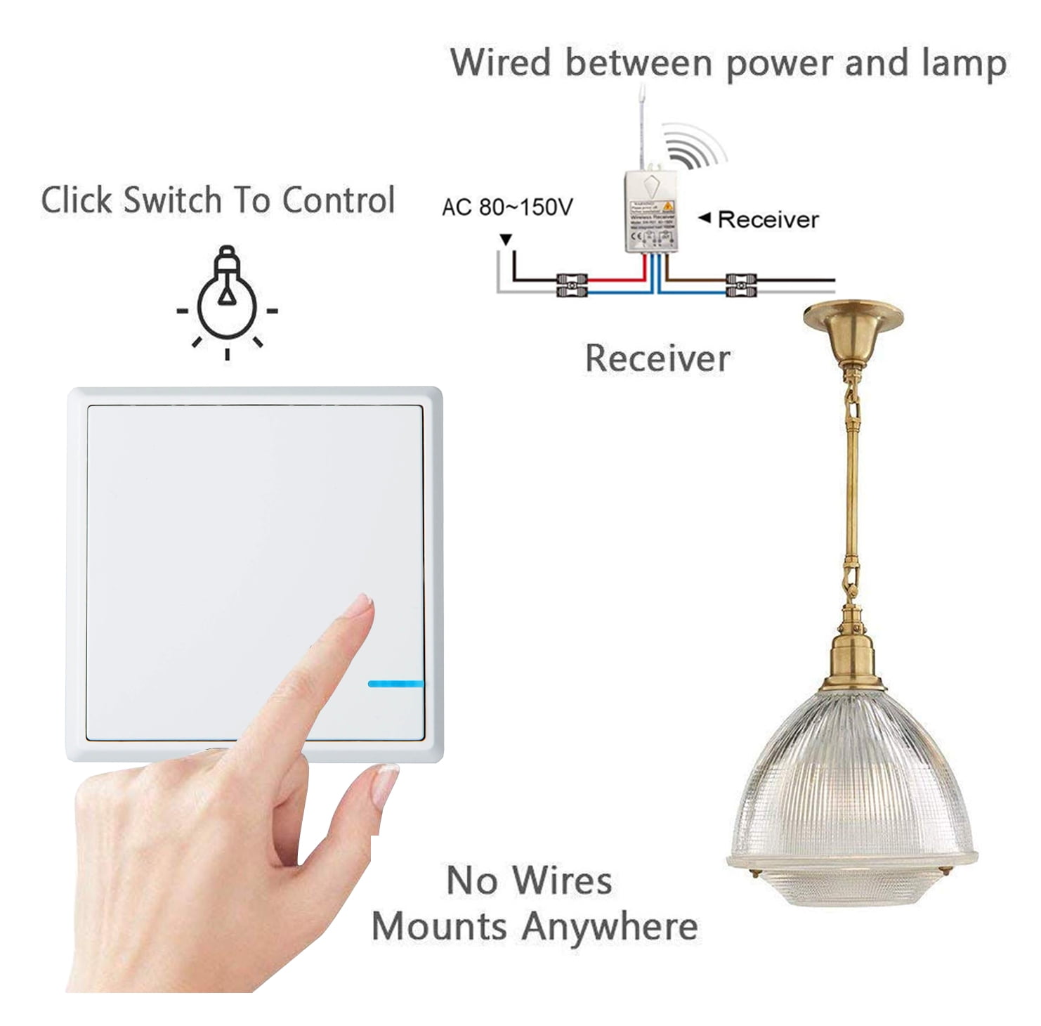 NineLeaf Wireless Light Switch, Remote Control Wire Free, Wireless Light  Switch Receiver Kit for Led Light Ceiling Lights Fans, Outdoor 1900ft  Indoor
