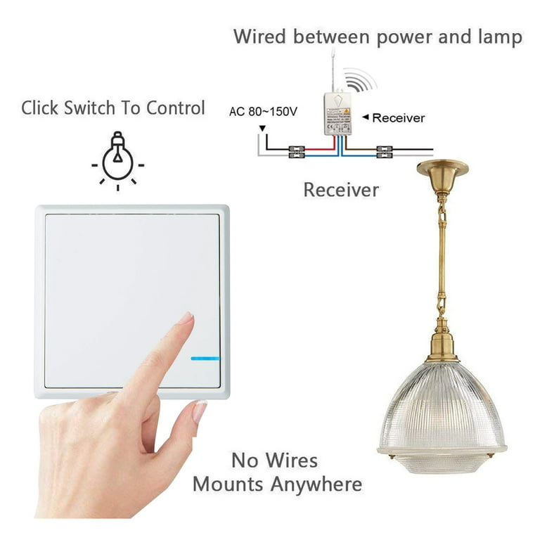 NineLeaf Wireless Light Switch, Remote Control Wire Free, Wireless Light  Switch Receiver Kit for Led Light Ceiling Lights Fans, Outdoor 1900ft  Indoor