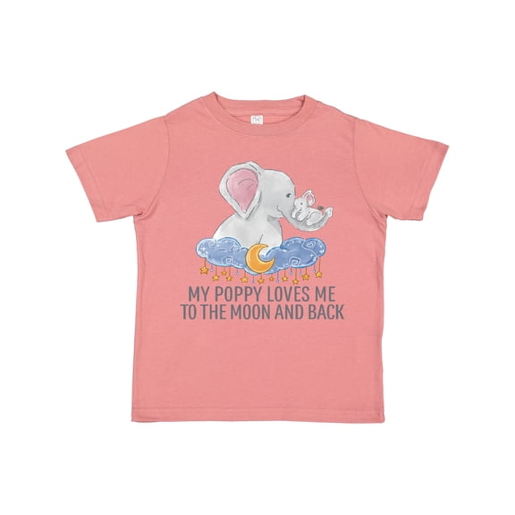 Inktastic My Poppy Loves Me to the Moon and Back Elephants in Clouds Boys or Girls Toddler T-Shirt