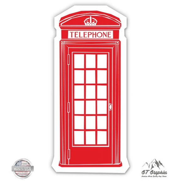 London Red Telephone Booth Cute - 3" Vinyl Sticker - For Car Laptop I-Pad Phone Helmet Hard Hat - Waterproof Decal