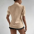 thumbnail image 5 of Womens Short Sleeve Shirts Button Down Blouse Casual Summer Textured Tops Khaki S, 5 of 8
