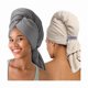 thumbnail image 1 of wonima11 Extra Large Microfiber Hair Towel for Women Curly, Long, Thick Hair, 2 Pack Ultra Absorbent Hair Drying Towel Wrap, Super Soft Anti Frizz Hair Turban with Elastic Loop (Grey, Camel), 1 of 1