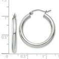 thumbnail image 3 of Real 14kt White Gold Polished 3mm Lightweight Tube Hoop Earrings; for Adults and Teens; for Women and Men, 3 of 3