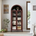 thumbnail image 2 of Gaderth Armoire de Garde-Manger de Cuisine Arquée, Armoire Haute Arquée, Armoire de Rangement Moderne, Bibliothèque en Bois Style Ferme à 5 Niveaux, Armoire Polyvalente avec Tablette Ajustable et 2 Portes en Verre pour Salle à Manger et Salon, 2 of 7